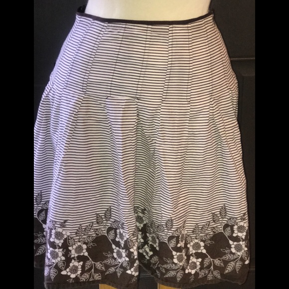 Brown & Cream stripe & Floral Flowing skirt sz 3 - Picture 3 of 4